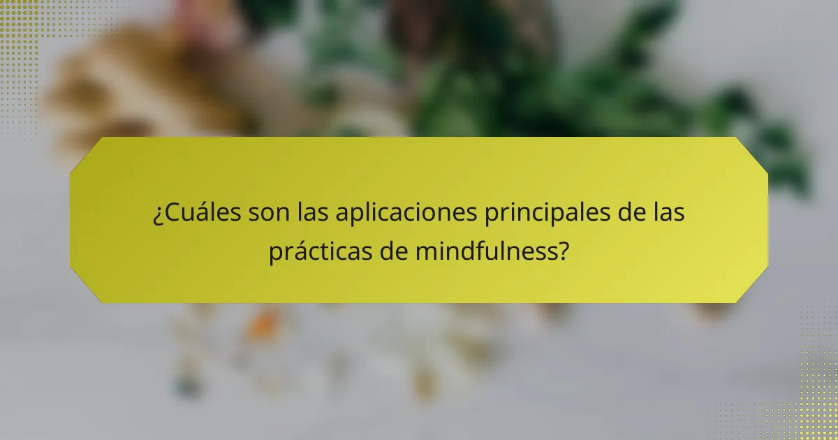 ¿Cuáles son las aplicaciones principales de las prácticas de mindfulness?