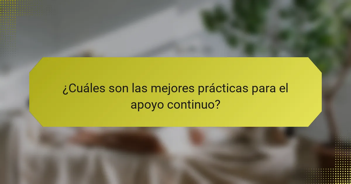 ¿Cuáles son las mejores prácticas para el apoyo continuo?