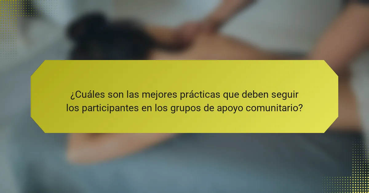 ¿Cuáles son las mejores prácticas que deben seguir los participantes en los grupos de apoyo comunitario?