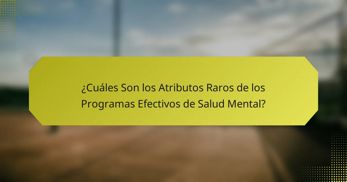 ¿Cuáles Son los Atributos Raros de los Programas Efectivos de Salud Mental?