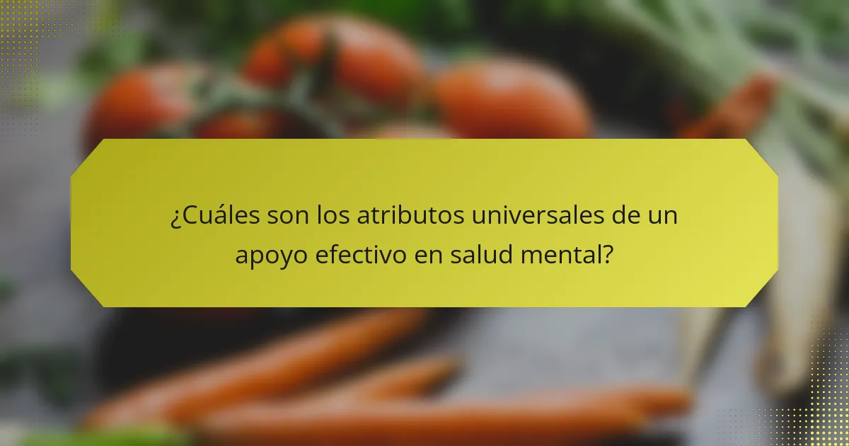 ¿Cuáles son los atributos universales de un apoyo efectivo en salud mental?