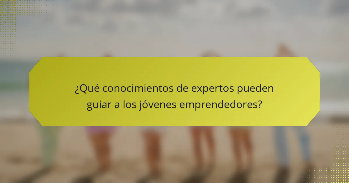 ¿Qué conocimientos de expertos pueden guiar a los jóvenes emprendedores?