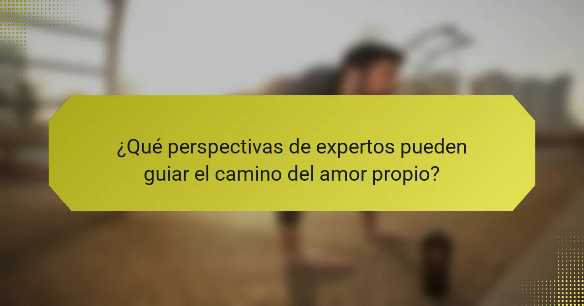 ¿Qué perspectivas de expertos pueden guiar el camino del amor propio?