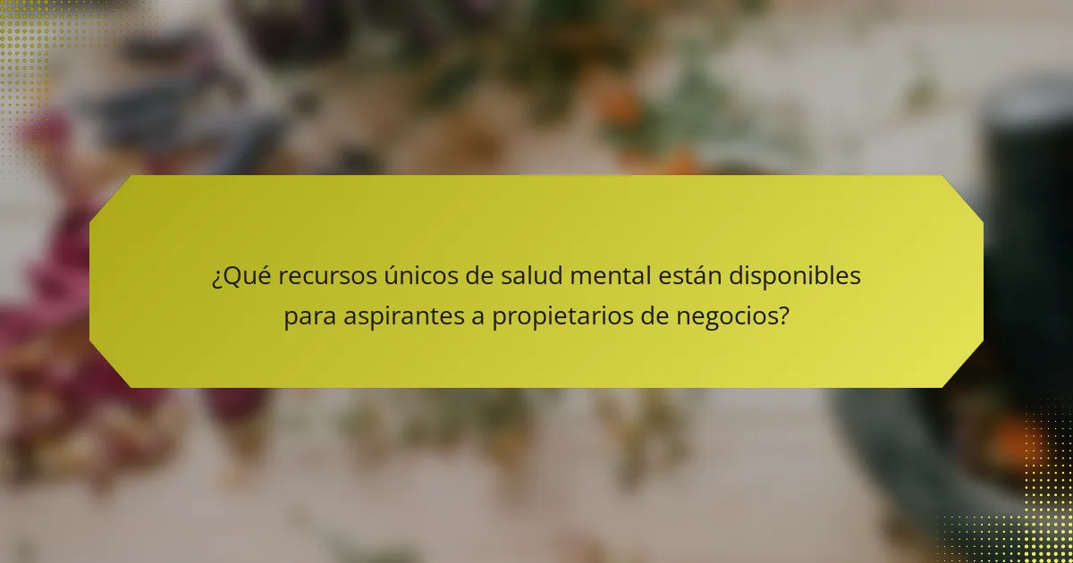 ¿Qué recursos únicos de salud mental están disponibles para aspirantes a propietarios de negocios?