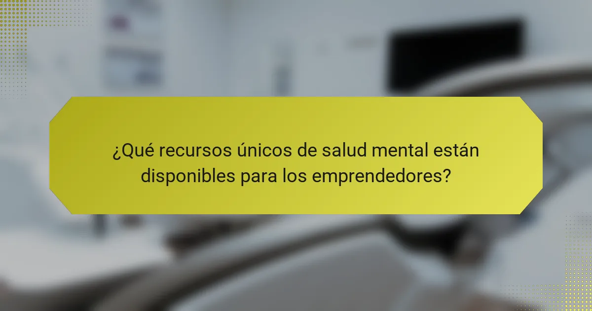 ¿Qué recursos únicos de salud mental están disponibles para los emprendedores?